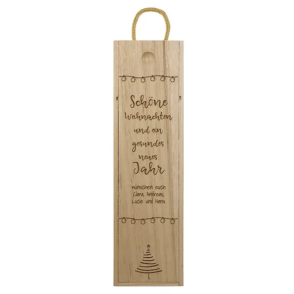 Geschenk zu Weihnachten – Weinbox mit Gravur Design 2
