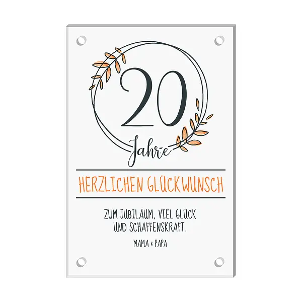 Jahres Schild günstig Kaufen-Geschenk zum Jubiläum - Acrylschild mit Jahreszahl und Widmung Design Flower Orange. Geschenk zum Jubiläum - Acrylschild mit Jahreszahl und Widmung Design Flower Orange <![CDATA[Acrylschild zum Jubiläum mit Jahreszahl und Widmung - Design Flowe