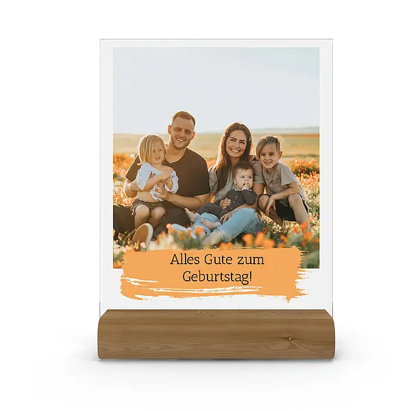 Fotogeschenk FAMILY – Acrylschild mit eigenem Bild und Wunschtext 15 x 20 cm