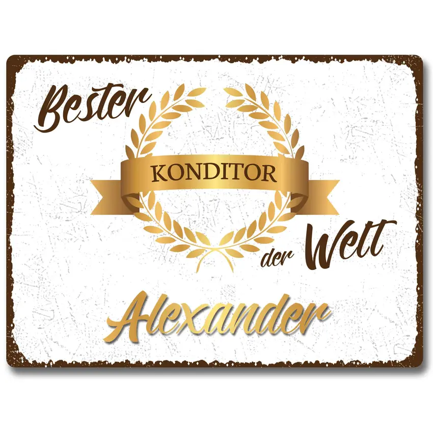 Vintageschild 20 x 15 cm zur Auszeichnung „Beste/r …“ | mit Name und Beruf