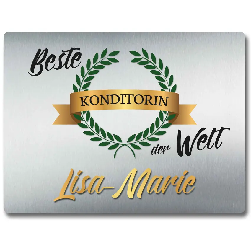 Blechschild 20 x 15 cm zur Auszeichnung „Beste/r …“ | mit Name und Beruf