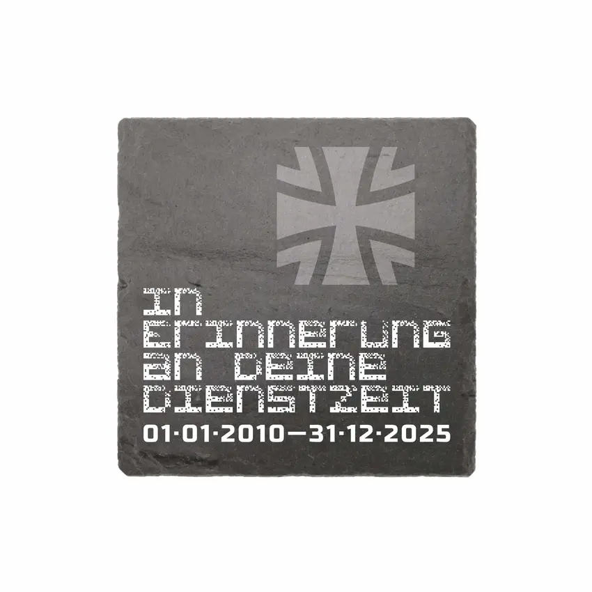Schieferplatte Dienstauszeichnung mit eigenem Logo und Text | Größenauswahl