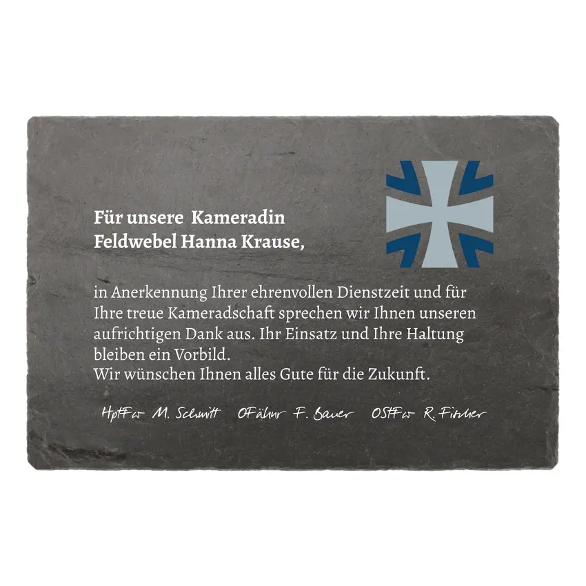 Dienstauszeichnung Schieferschild mit Logo 30 x 20 cm