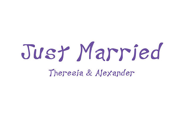 Für die Hochzeit: Just Married mit Namen als Autoaufkleber 60 cm lang