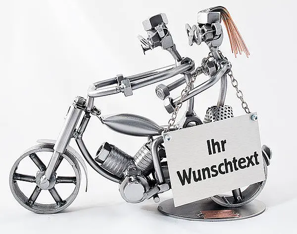 Schraubenfiguren Liebespaar auf Motorrad