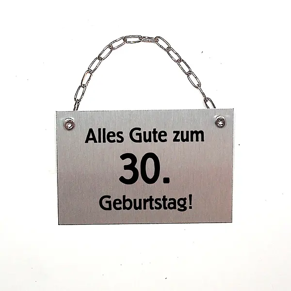 Schraubenmännchen mit Schild zum 30. Geburtstag