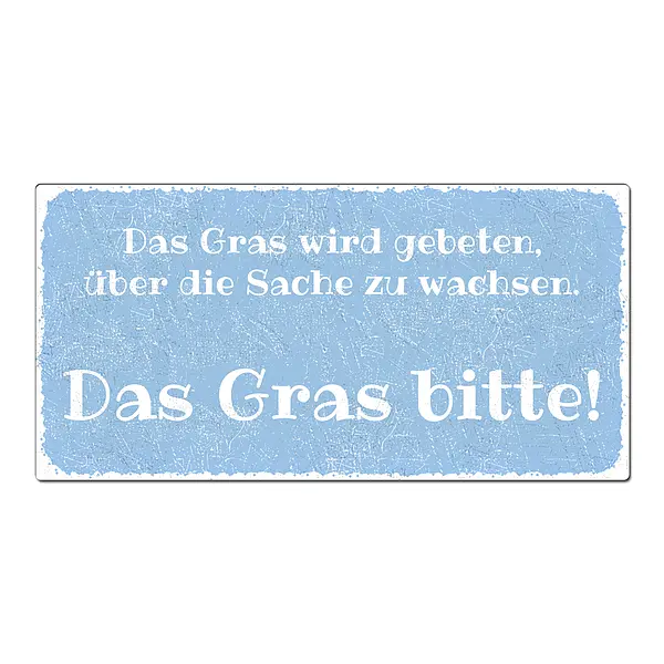 Aluschild im Vintage Look mit Wunschtext 300 x 150mm hellblau