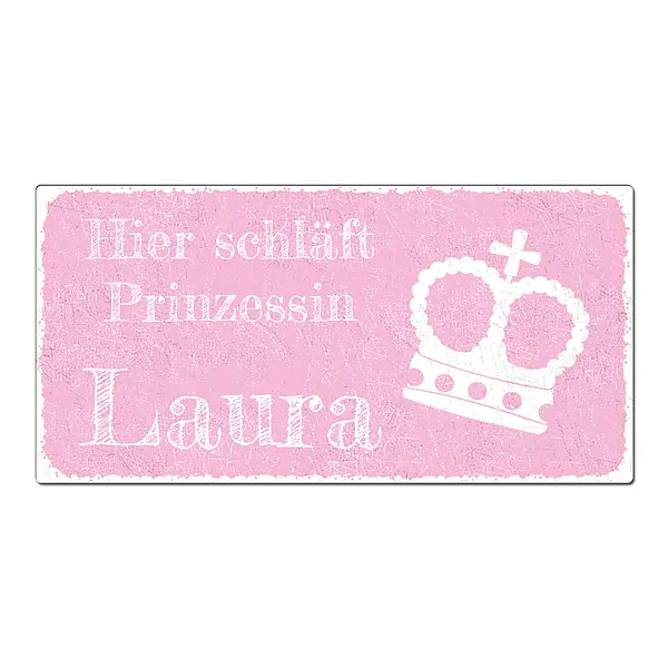 Aluschild im Vintage Look mit Wunschtext 300 x 150mm rosa