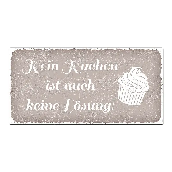 Aluschild im Vintage Look mit Wunschtext 300 x 150mm taupe