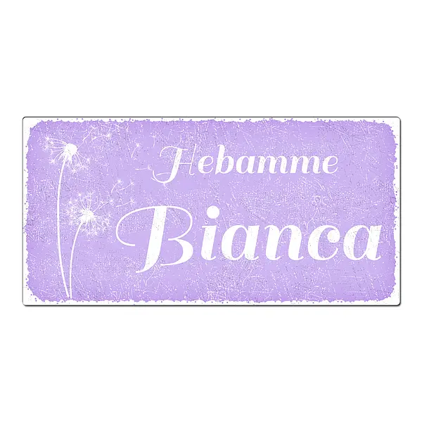 Aluschild im Vintage Look mit Wunschtext 300 x 150mm violett