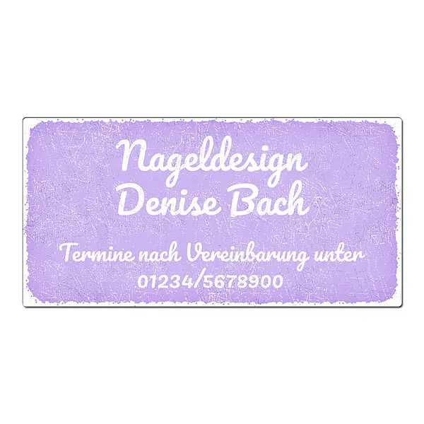 Aluschild im Vintage Look mit Wunschtext 300 x 150mm violett