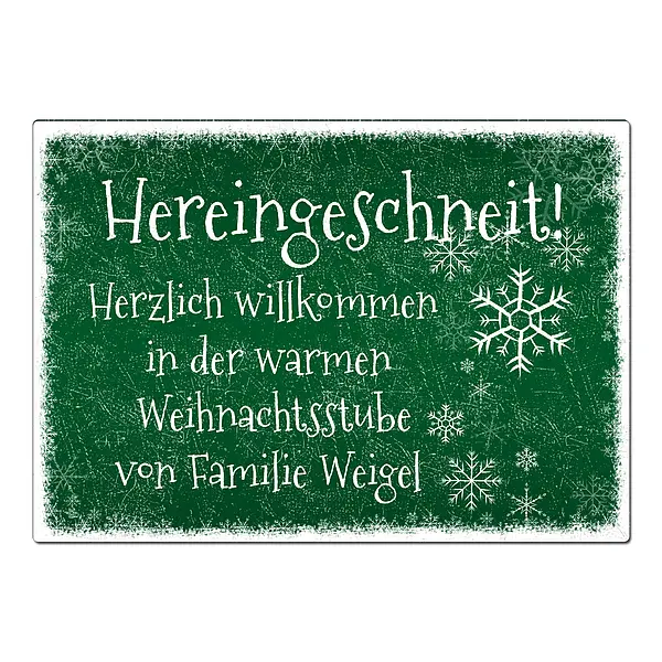 Blechschild Schneegestöber mit individuellem Wunschtext - Farbe grün -  Format A4 (29,7 x 21 cm) - Geschenke online kaufen - individuelle und  personalisierte Geschenkideen mit Text oder Foto