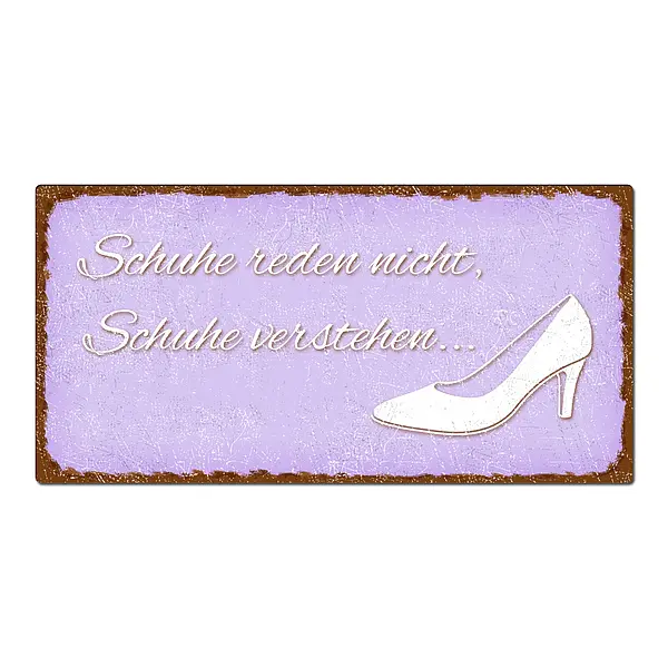 Dekoschild im Vintage Look mit Wunschtext 200 x 100mm pastellviolett/braun