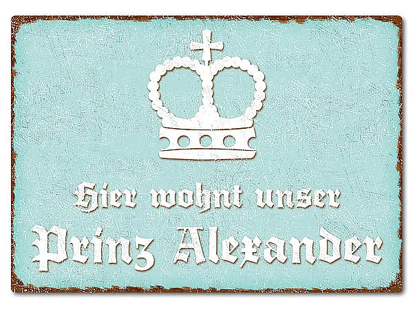 Farbiges Blechschild mit Wunschtext A4 pastelltürkis/braun