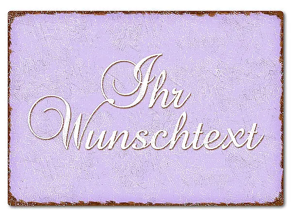 Farbiges Blechschild mit Wunschtext A4 pastellviolett/braun