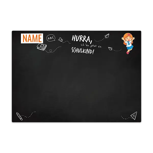 Geschenk zur Einschulung - Kreidetafel für Mädchen - Format A3 - für Mädchen