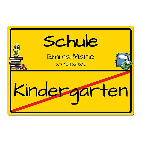 Schild zum Schulanfang