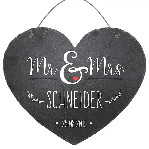 Schieferherz zum Hochzeitstag