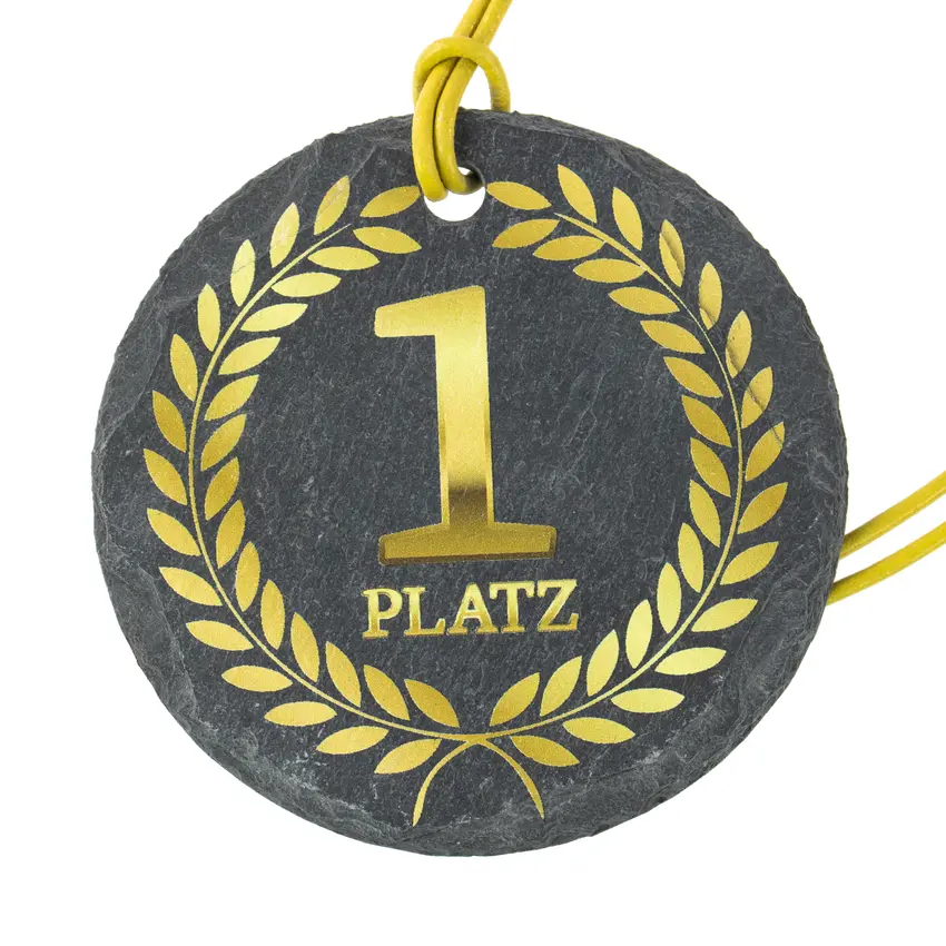 Medaille aus Schiefer mit passendem Lederband 