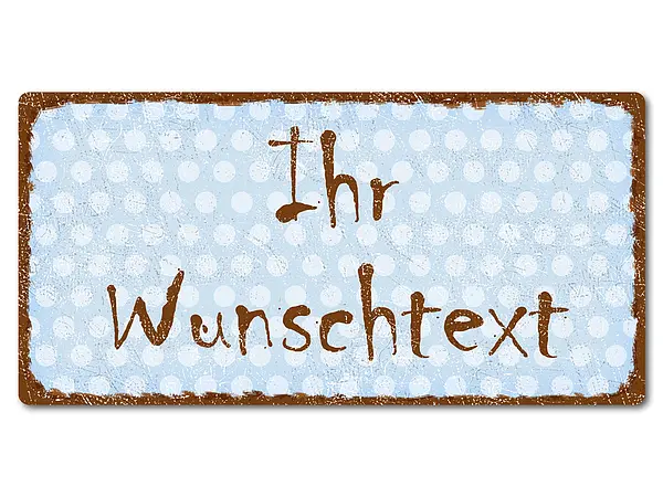 Retro Schild mit Polka Dots 200 x 100mm Polka Dots pastellblau