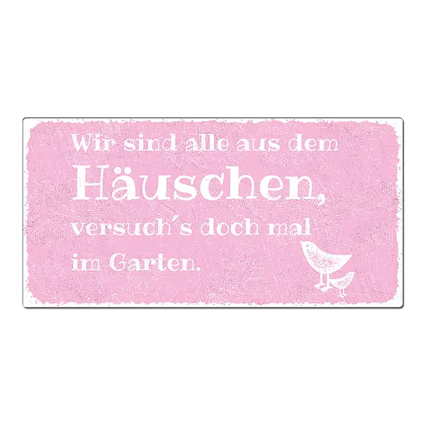 Vintageschild rosa mit Vögelchen