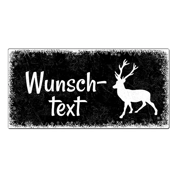 Symbol Hirsch Winterdeko Schild mit persönlichem Text