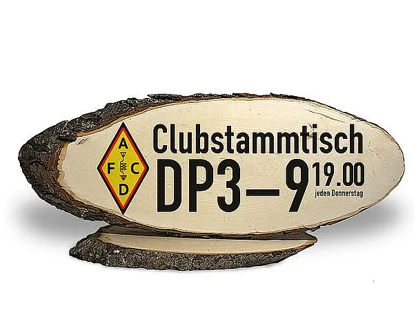 Holzschild für Funkamateure