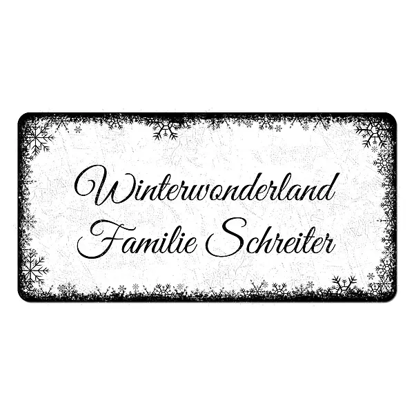 Schild Winterwonderland mit Name