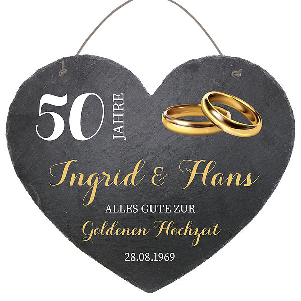 Schieferherz Zum 50 Hochzeitstag Goldenen Hochzeit Grosse 24 Cm