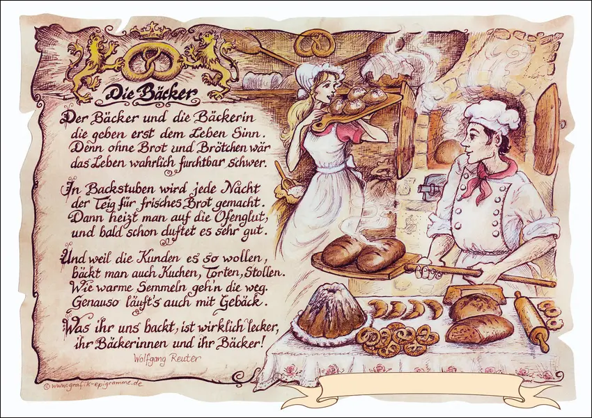 Kunstbild Bäcker mit Wunschtext