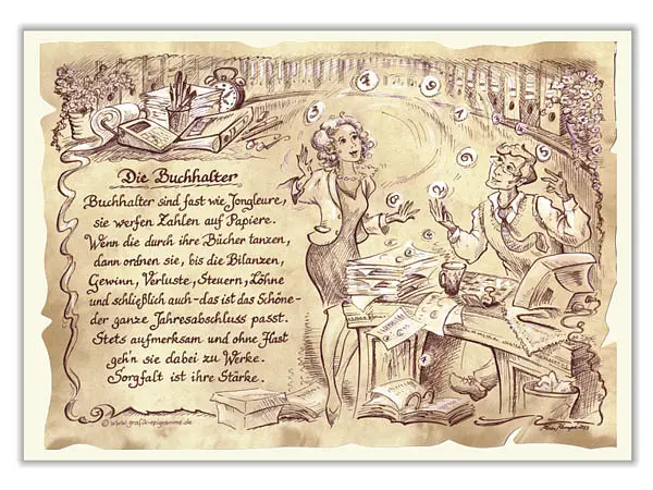 Kunstbild Buchhalter - braun / schwarz