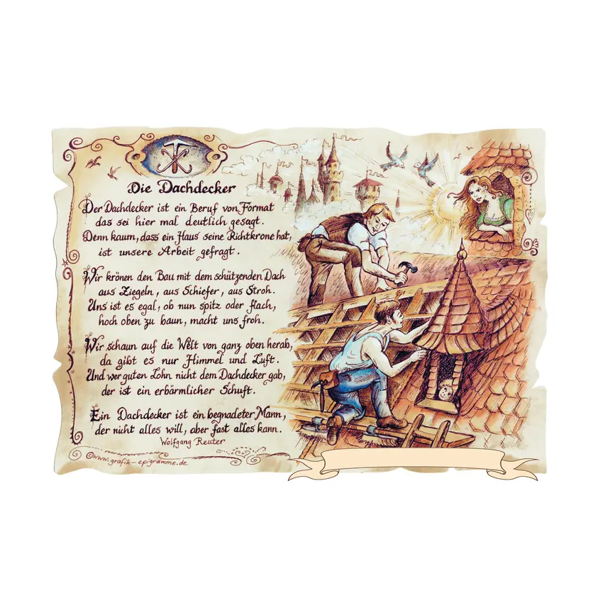 Zunftbild Dachdecker mit Wunschtext