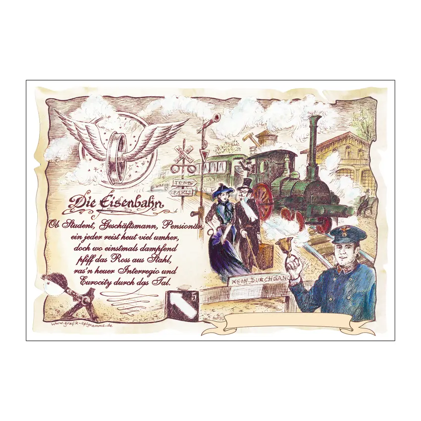 Zunftbild Eisenbahn mit Wunschtext