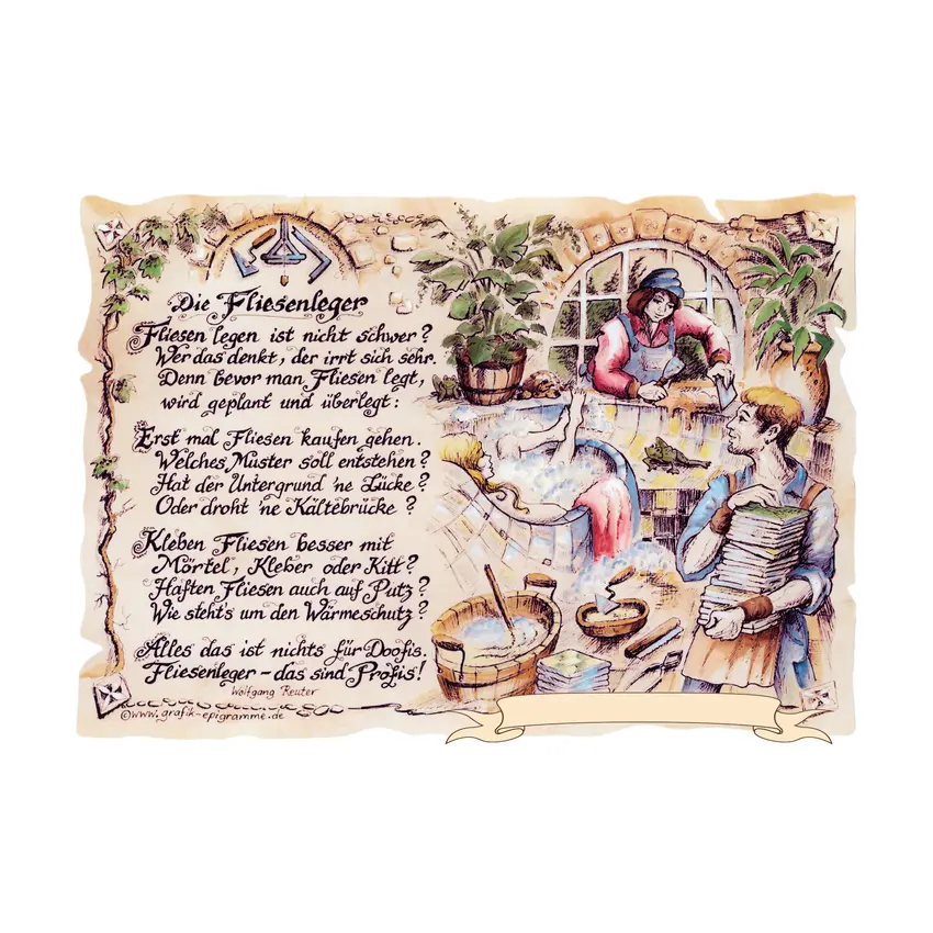 Zunftbild Fliesenleger mit Wunschtext