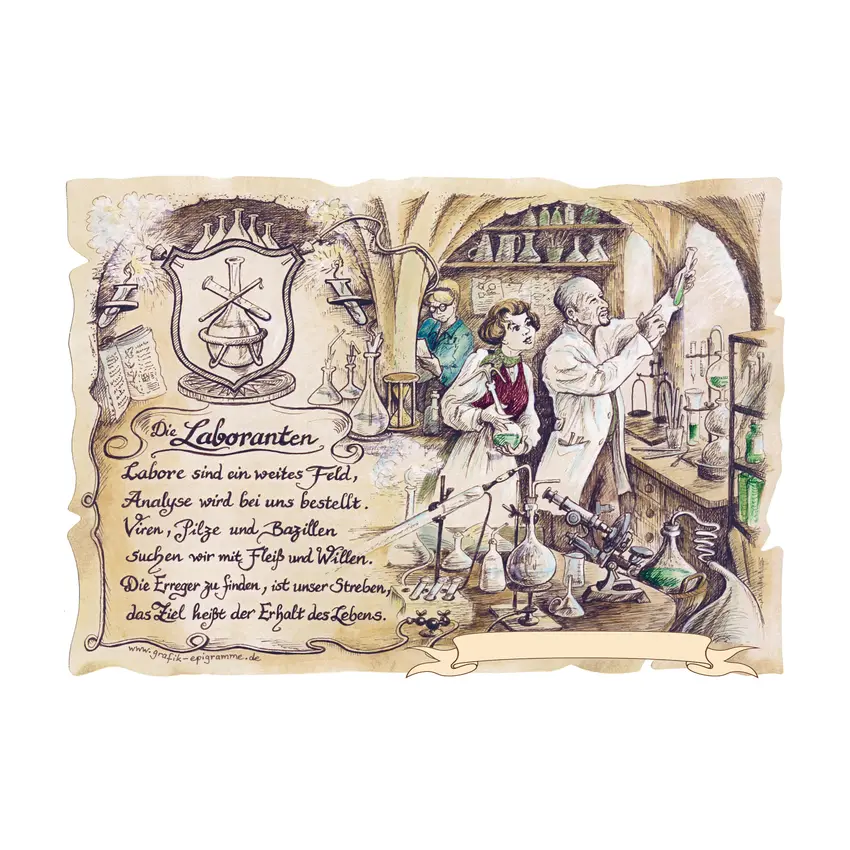 Kunstbild Laborant mit Wunschtext