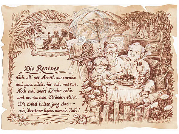 Kunstbild Rentner - braun / schwarz