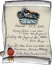 Artelithschild als Urkunde für Ehrungen und besondere Anlässe Größe: 19x22 cm