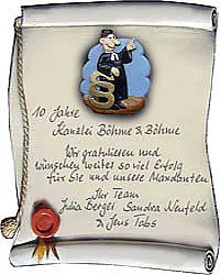 Artelithschild als Urkunde für Ehrungen und besondere Anlässe Größe: 19x22 cm