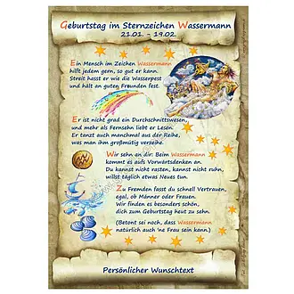 Urkunde - Sternzeichen Wassermann