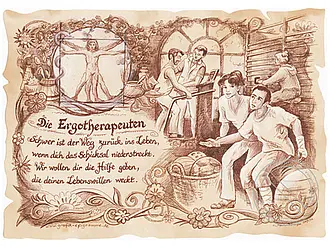 Kunstbild Ergotherapeut - braun / schwarz