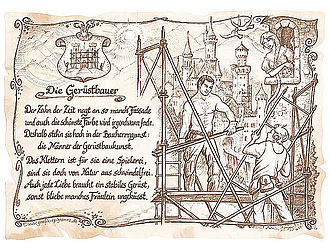 Kunstbild Gerüstbauer - braun / schwarz Kunstbild Gerüstbauer - braun / schwarz