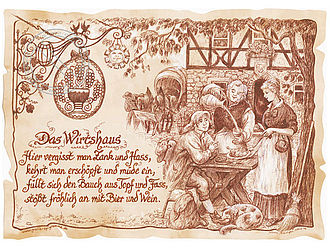 Kunstbild Wirtshaus - braun / schwarz