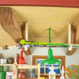 3D Bild mit Malermotiv aus Holz