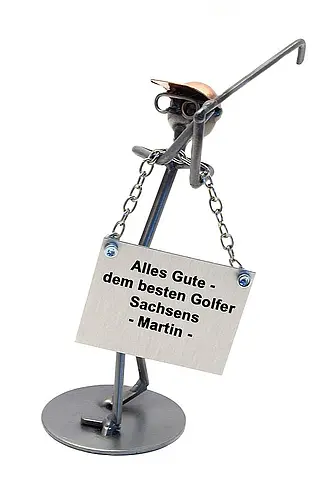 Schraubenmännchen Golfspieler mit Schild