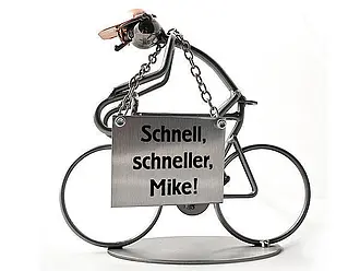 Schraubenmännchen Radfahrer mit Schild