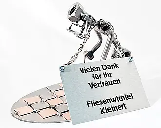 Schraubenmännchen Fliesenleger mit Schild