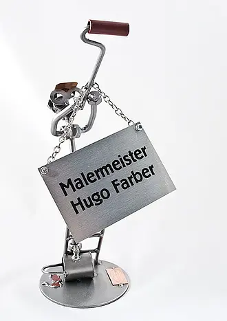 Schraubenmännchen Maler mit Schild