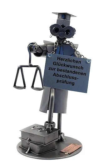 Schraubenmännchen Jurist mit Schild