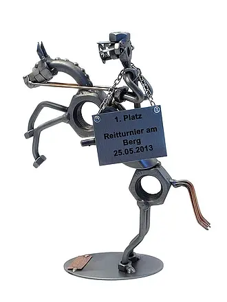 Schraubenmännchen Springreiter mit Schild
