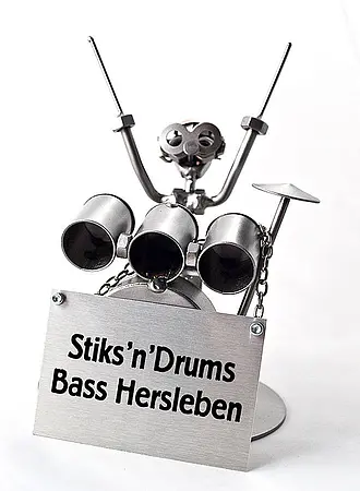 Schraubenmännchen Schlagzeuger mit Schild